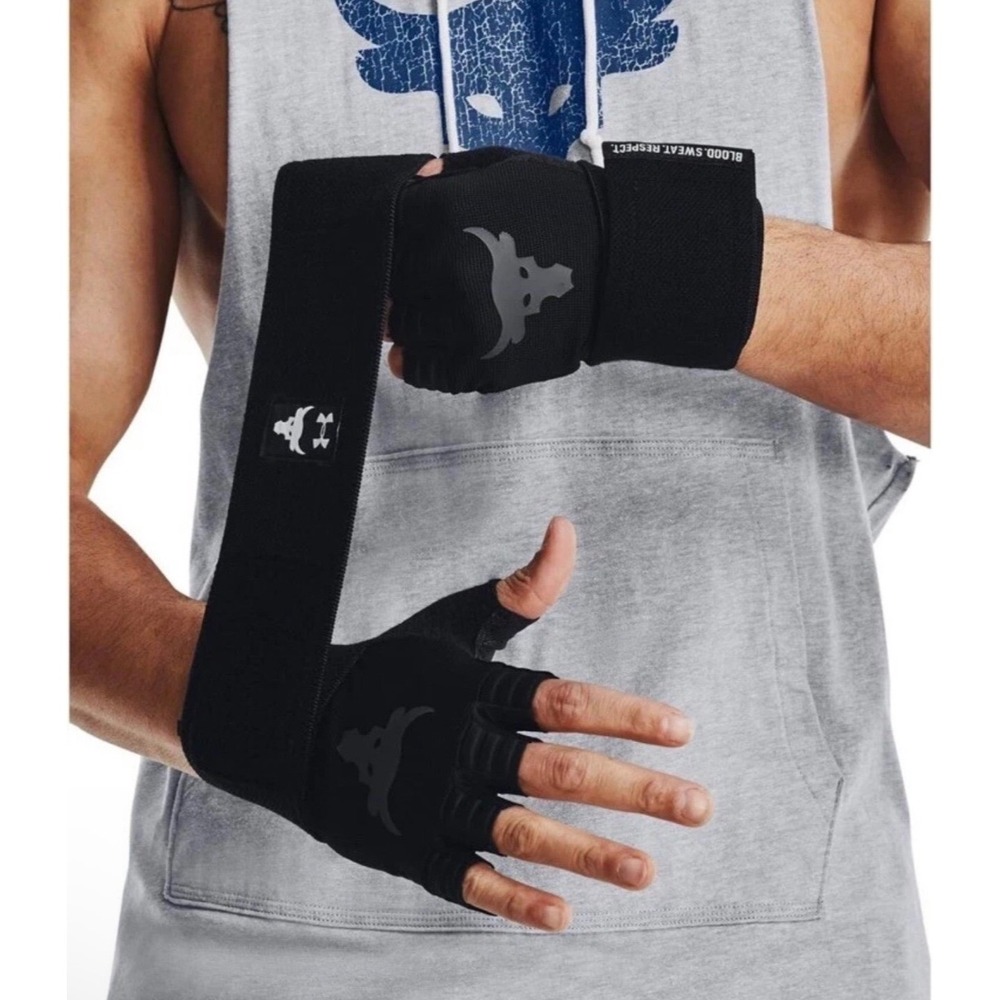 Under‎ Armour Mens Project Rock Training Gloves Size Large Black 1353074-003 New